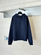Dior navy pullover hoodie, drawstring hood, front kangaroo pocket
