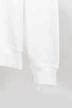 White sweatshirt with ribbed cuffs and elasticated hem