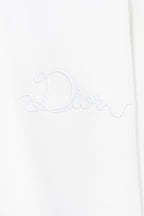 White sweatshirt with raised Dior signature-style embroidery on the front