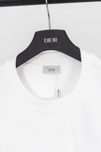 White sweatshirt crew neck with ribbed trim and Dior label on inner neckline