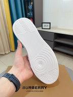 White sneaker outsole with textured tread and circular logo pattern