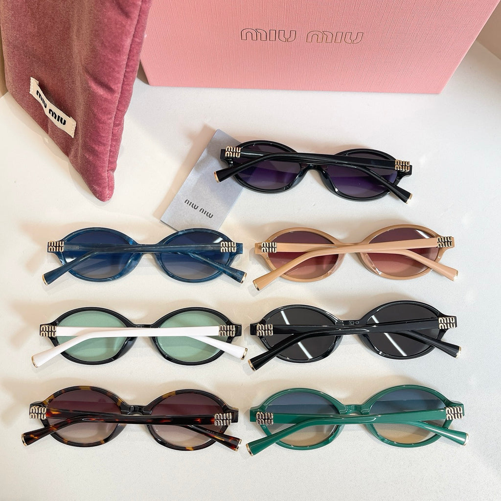 MiuMiu assorted round sunglasses set with different colored frames and tinted lenses