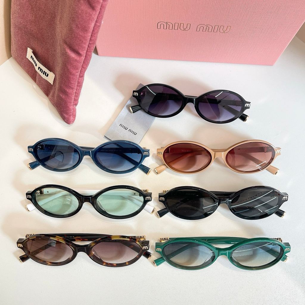 MiuMiu multi-pair round sunglasses set with various colored frames and tinted lenses