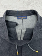 Louis Vuitton pants heather gray with drawstring, inner lining, and side pocket view
