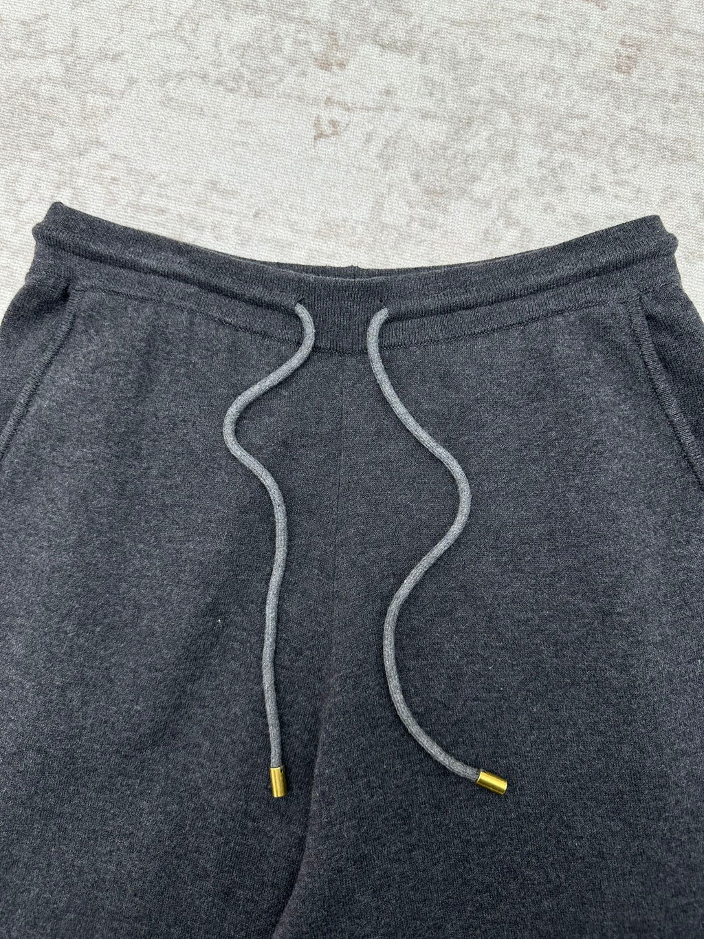 Louis Vuitton pants in heather gray with gray drawstring and elastic waist