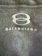 Balenciaga logo graphic on grey knit hoodie fabric