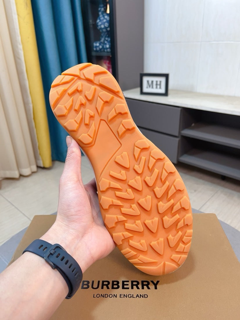 Burberry sneaker outsole, orange tread pattern on rubber sole