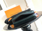 Louis Vuitton men's monogram bag in dark green, dual zip opening and strap