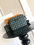 Louis Vuitton men's monogram shoulder bag in dark green, with strap and top handle