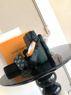 Louis Vuitton green monogram shoulder bag with front flap, strap, and gold hardware