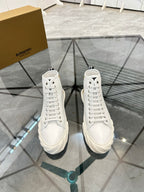 Burberry white high-top sneakers with lace-up front and padded collar