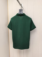 Green short-sleeve polo shirt with plain back