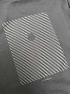 Moncler dark gray hoodie with geometric striped logo print on chest
