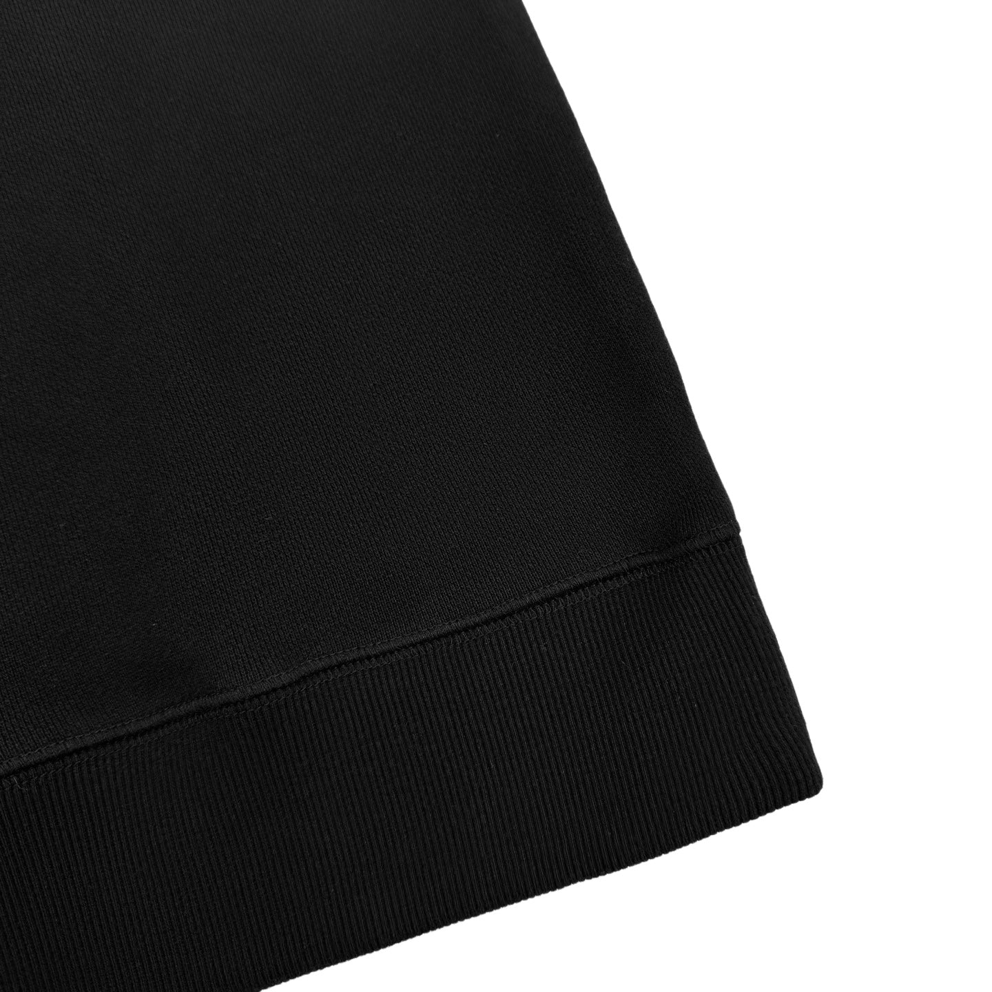 Black sweatshirt hem band with ribbed trim