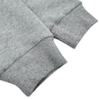 Heather gray sweatshirt sleeves and cuffs with ribbed knit trim