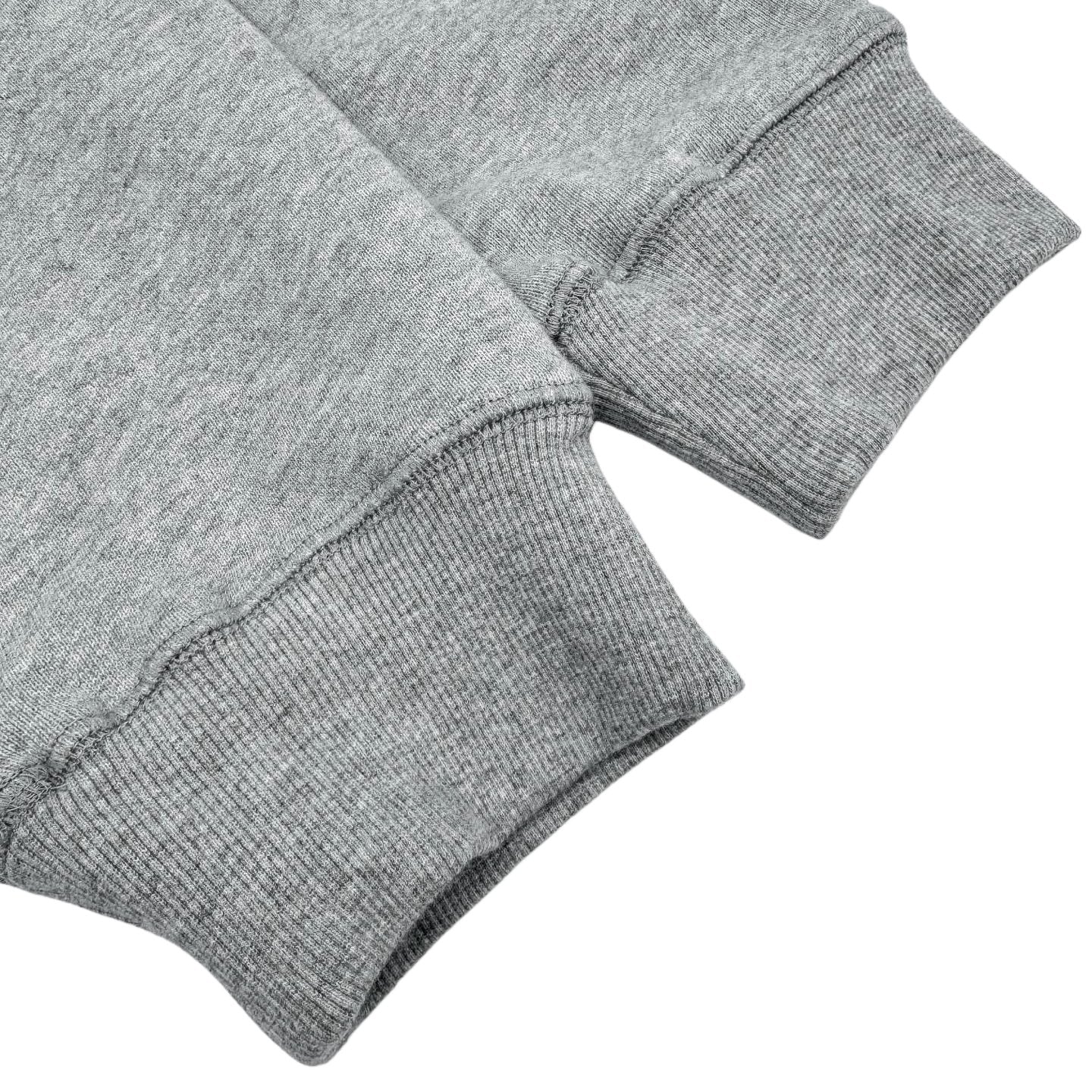Heather gray sweatshirt sleeves and cuffs with ribbed knit trim
