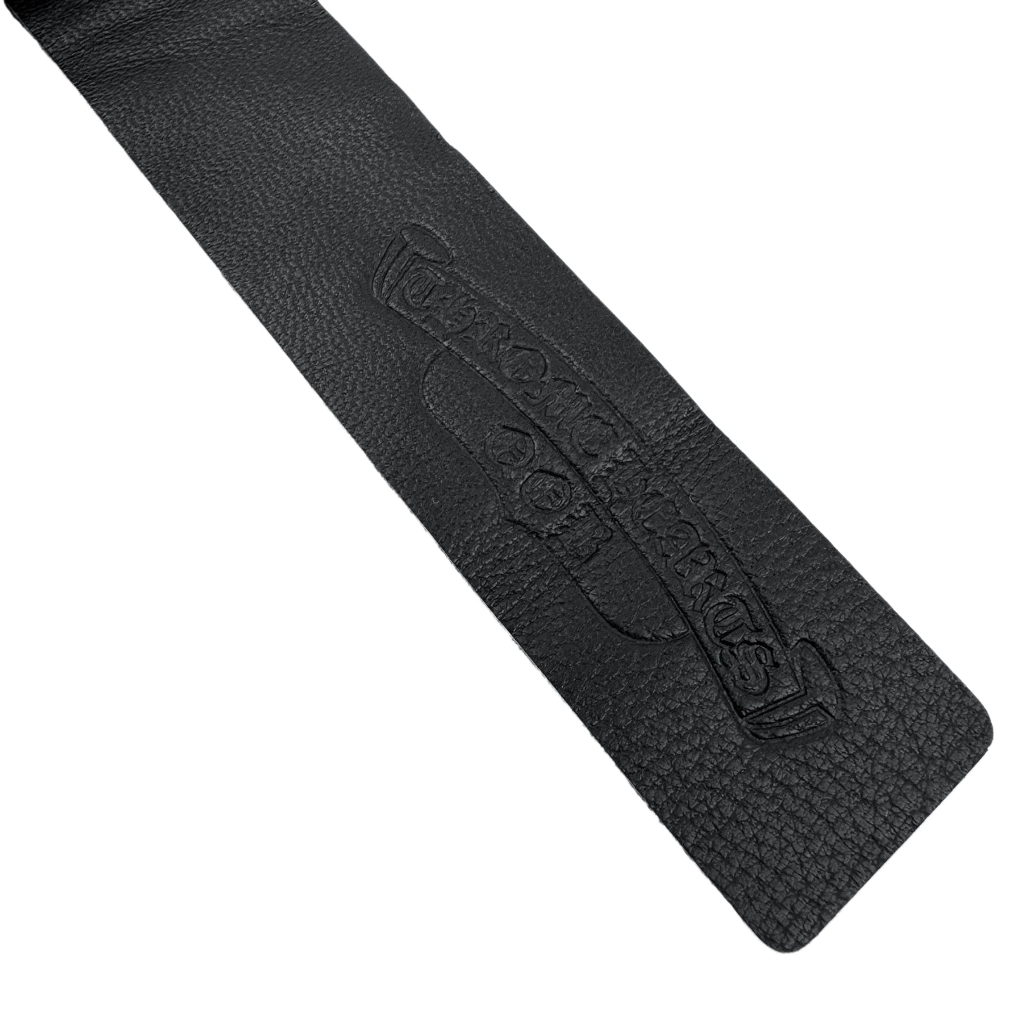 Black leather-style patch with embossed Chrome Hearts logo