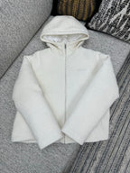 Off-white zip-up hoodie with hood and full front zipper