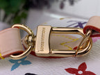 Louis Vuitton keyring clasp with gold buckle on multicolor monogram strap