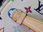 Louis Vuitton vanity bag strap loop with gold-tone buckle and multicolor print