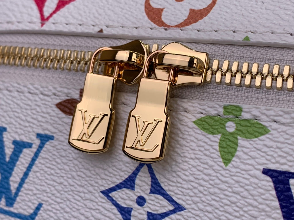 Louis Vuitton vanity bag zipper with gold hardware and double pull tabs