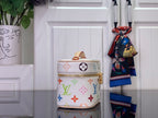 Louis Vuitton multicolor monogram vanity bag, front view, gold zipper and handle