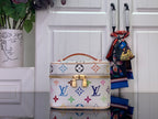 Louis Vuitton multicolor monogram vanity bag with top handles and gold zipper