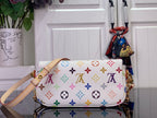 Multicolor monogram crossbody bag with gold-tone hardware and top flap detail