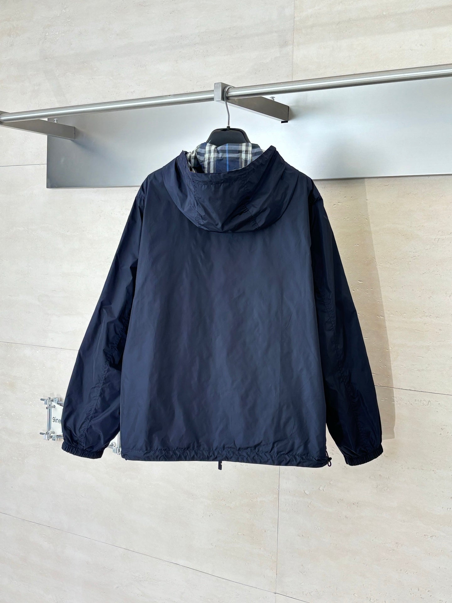 Burberry navy hooded jacket with full zip and adjustable hood