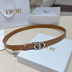 Tan leather belt with silver buckle and gem-set oval ring