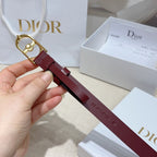 Burgundy leather belt with gold-tone buckle and crystal charm detail