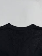 Black short-sleeve T-shirt back neckline with logo print