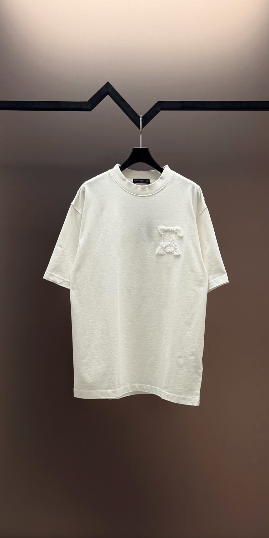 Louis Vuitton white crewneck T-shirt with small embroidered chest emblem