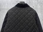 Prada quilted long jacket back in dark black with diamond stitched texture