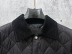 Prada long jacket collar on quilted dark fabric with gold snap