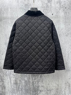 Prada quilted long jacket back in dark black with diamond stitching