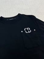 Dark long-sleeve sweatshirt with chest pocket and white CD logo embroidery