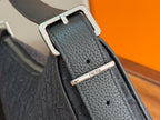 Dark gray pebbled-leather Dior strap end with metal buckle