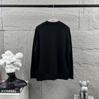Black crewneck sweatshirt with long sleeves, plain back view