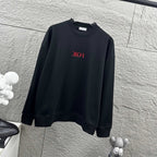 Dark Dior crewneck sweatshirt, long sleeves with red logo at center chest