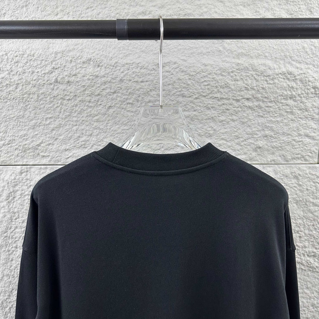 Dark Dior sweatshirt back view with ribbed crew neckline and clean hem