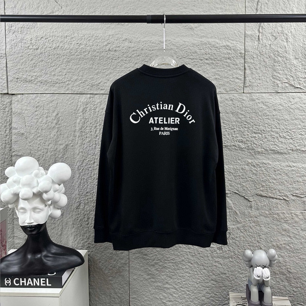 Dark long-sleeve sweatshirt with Christian Dior Atelier logo on chest