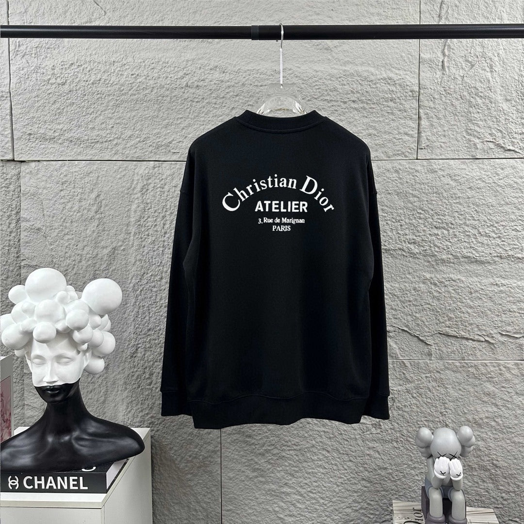 Dark long-sleeve sweatshirt with Christian Dior Atelier logo on chest