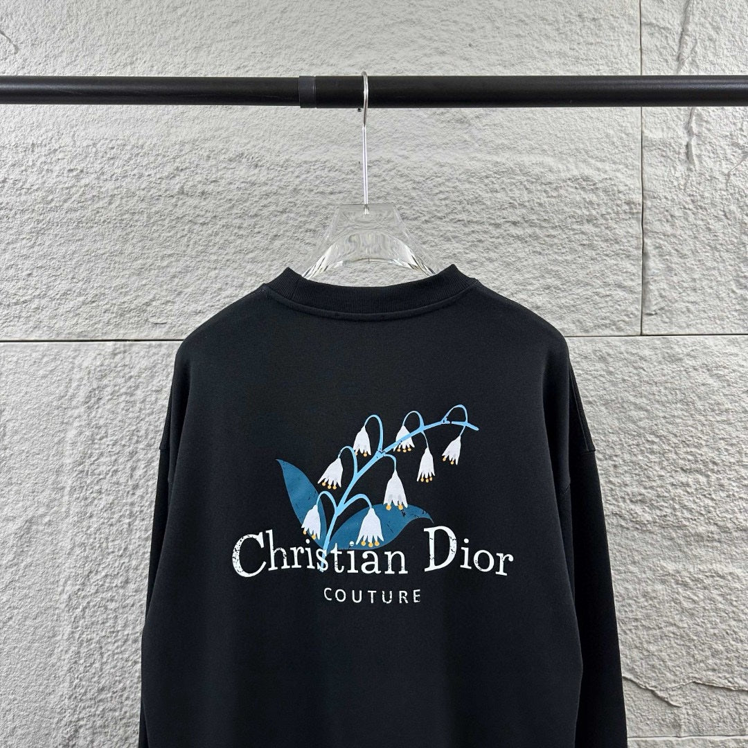 Black long-sleeve crewneck sweatshirt with Christian Dior Couture back graphic