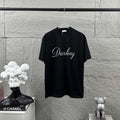 Black short-sleeve T-shirt with “Diortling” script logo on the front