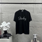 Black short-sleeve T-shirt with “Diortling” script logo on the front