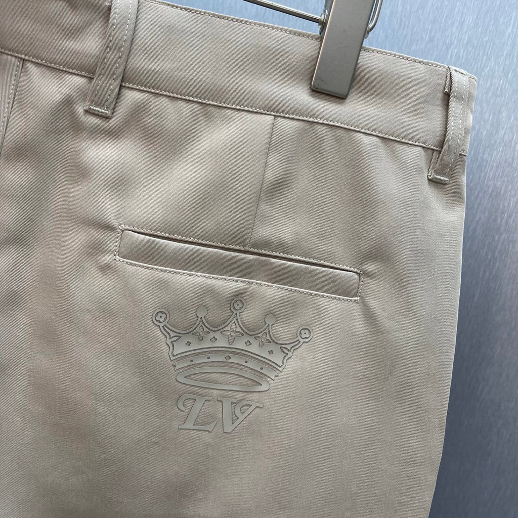 Louis Vuitton tan pants back waistband with LV crown logo