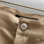Louis Vuitton tan pants button and waistband with stitched detail