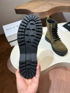 Givenchy olive suede ankle boot outsole with textured tread