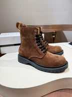 Givenchy brown suede lace-up ankle boot with black laces and chunky lug sole